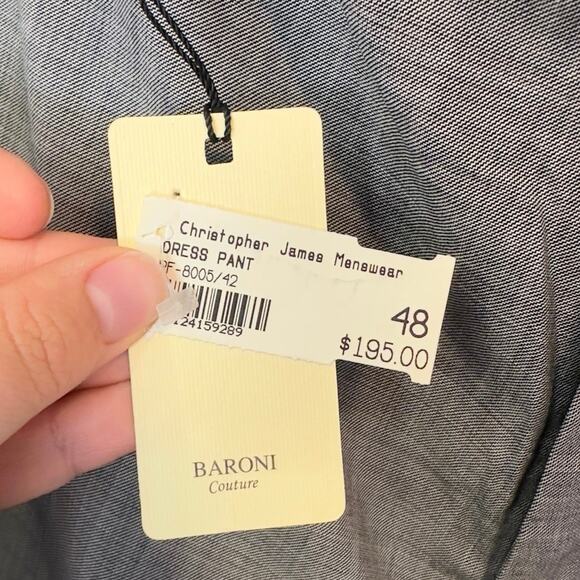 NWT Baroni Couture Men’s Unhemmed Dress Pants Size 48L Gray 100% Wool Office - Picture 5 of 8